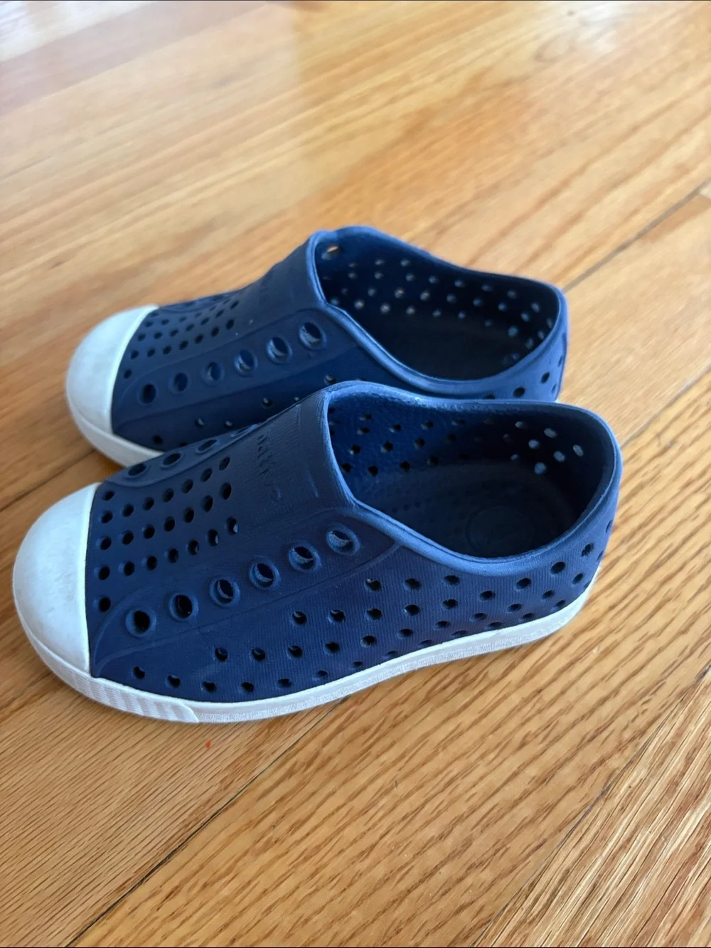 Native Kids Water Shoes in Navy with White Toe Caps